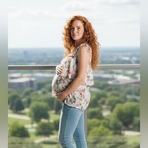 Sirenlily Floral Off The Shoulder Sheer Maternity Blouse Casual Future Mom Top